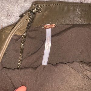 Free People olive green leather skirt